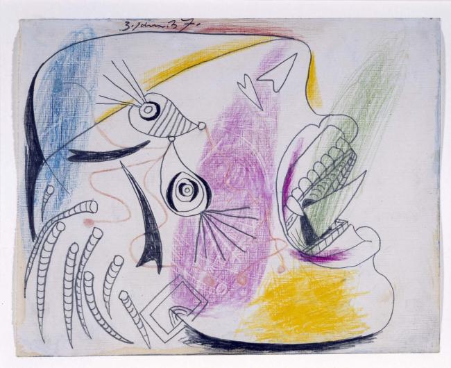 Estudio para una cabeza llorando (III). Dibujo preparatorio para «Guernica»