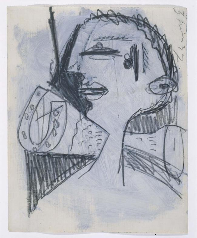 Cabeza del guerrero y pata del caballo. Dibujo preparatorio para «Guernica»