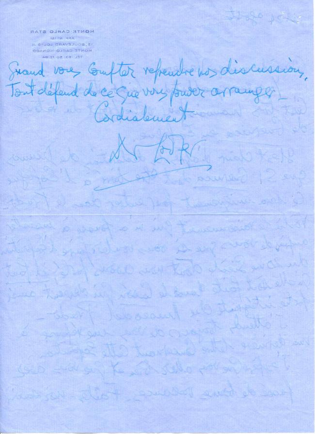 Letter from Douglas Cooper to Evelio Verdera
