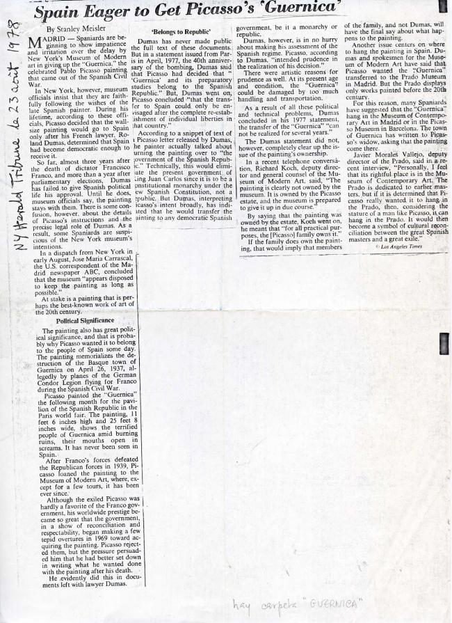 Letter from Douglas Cooper to Evelio Verdera