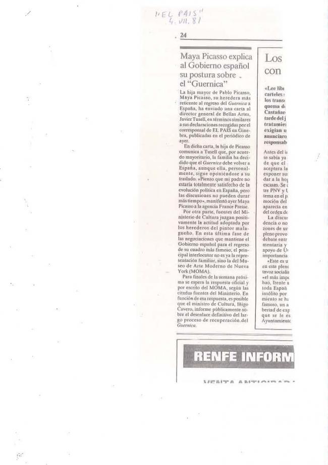 Legado Pablo Picasso: dossier de prensa e instalación del Guernica en el Casón del Buen Retiro