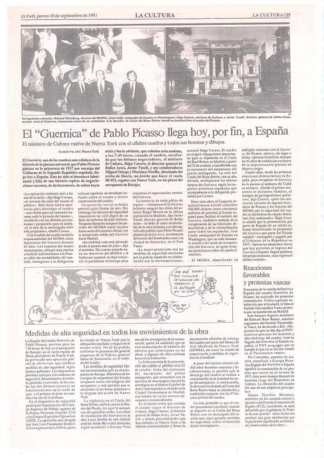 Legado Pablo Picasso: dossier de prensa e instalación del Guernica en el Casón del Buen Retiro