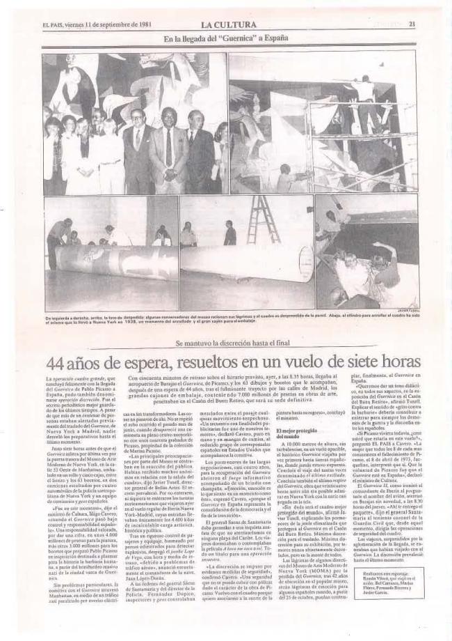 Legado Pablo Picasso: dossier de prensa e instalación del Guernica en el Casón del Buen Retiro