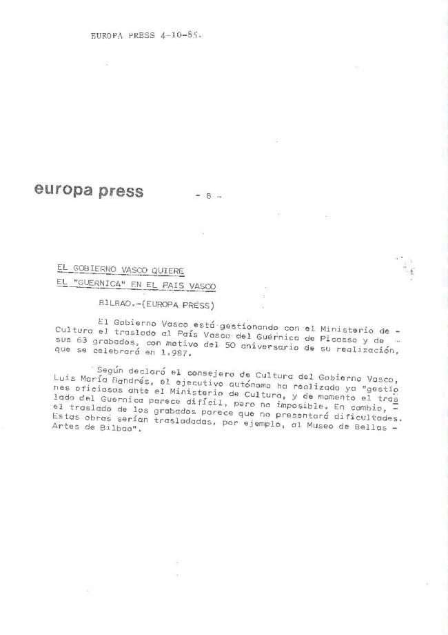 Legado Pablo Picasso: dossier de prensa e instalación del Guernica en el Casón del Buen Retiro