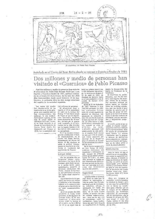 Legado Pablo Picasso: dossier de prensa e instalación del Guernica en el Casón del Buen Retiro