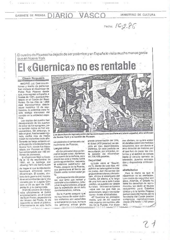 Legado Pablo Picasso: dossier de prensa e instalación del Guernica en el Casón del Buen Retiro