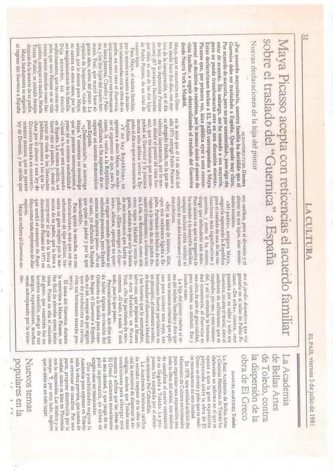 Legado Pablo Picasso: dossier de prensa e instalación del Guernica en el Casón del Buen Retiro