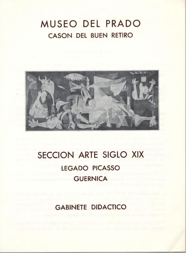 Hoja didáctica de la Sección de Arte Siglo XIX, Legado Picasso, Guernica, elaborada por el Gabinete Didáctico