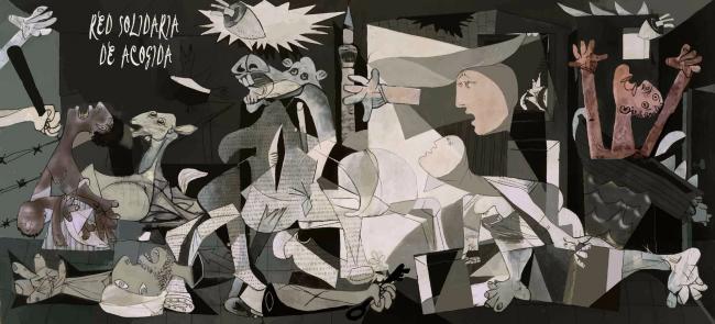 Cartel de la acción «Ni en Guernica ni en Alepo»