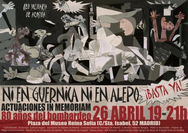 Cartel de la acción «Ni en Guernica ni en Alepo»