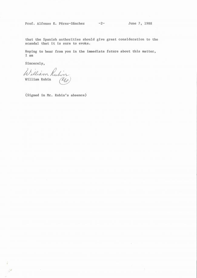 Correspondencia entre William Rubin y Alfonso E. Pérez Sánchez