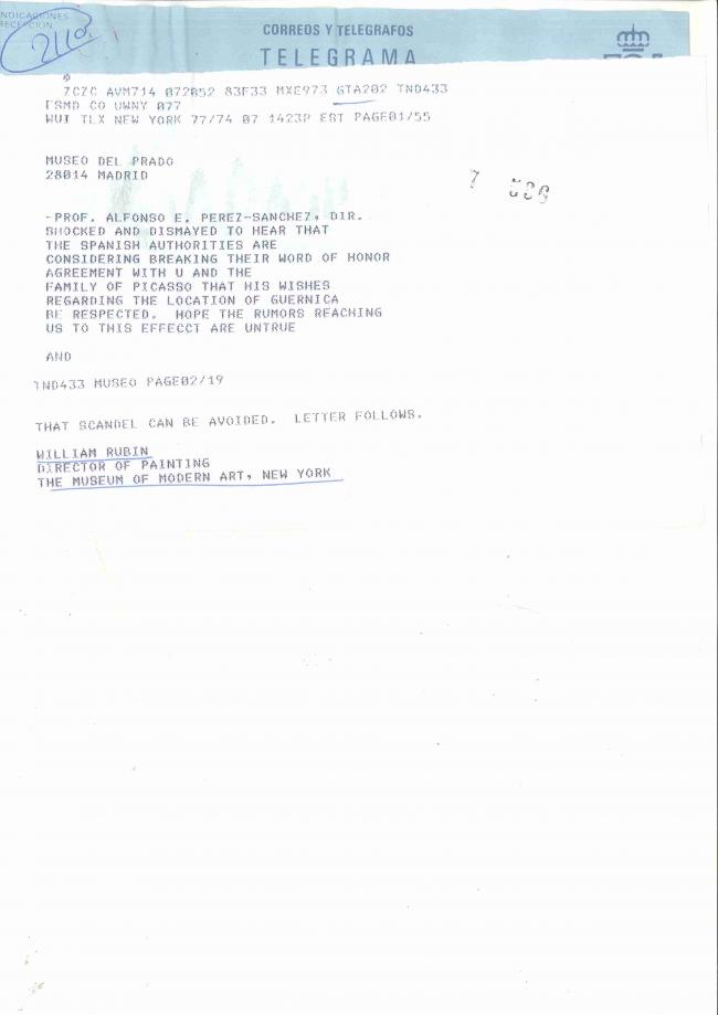 Correspondencia entre William Rubin y Alfonso E. Pérez Sánchez