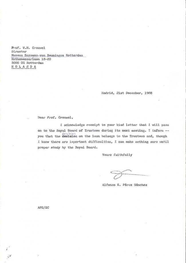 Correspondencia sobre el proyecto de exposición sobre Guernica del Museum Boymans-van Beuningen de Róterdam