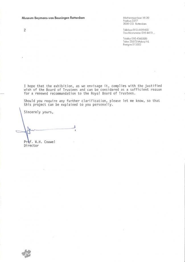 Correspondencia sobre el proyecto de exposición sobre Guernica del Museum Boymans-van Beuningen de Róterdam