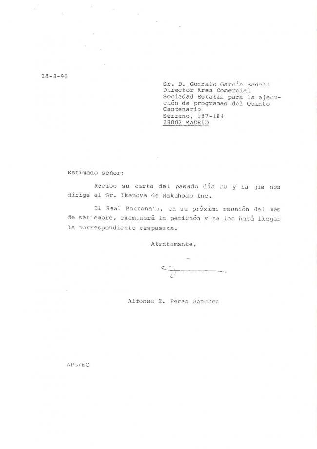 Correspondencia sobre un proyecto de exposición en Hiroshima