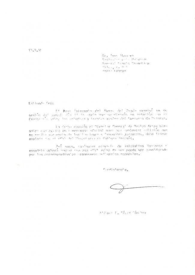 Correspondencia sobre un proyecto de exposición en Hiroshima