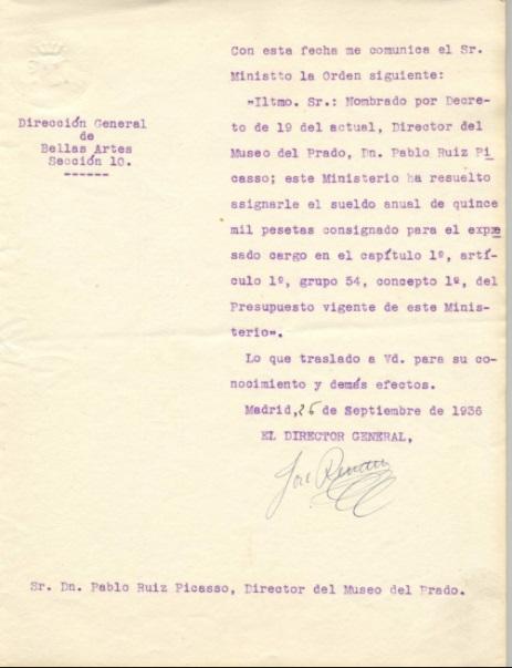 Letter from  Josep Renau to Pablo Picasso,  24 September 1936