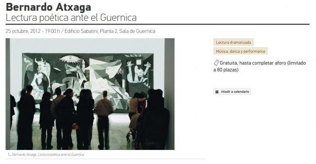  Bernardo Atxaga. Lectura poética ante el Guernica