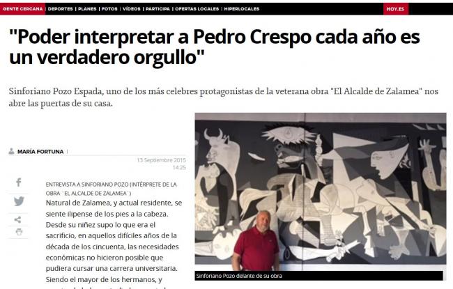 Entrevista a Sinforiano Pozo Espada. "Poder interpretar a Pedro Crespo cada año es un verdadero orgullo"