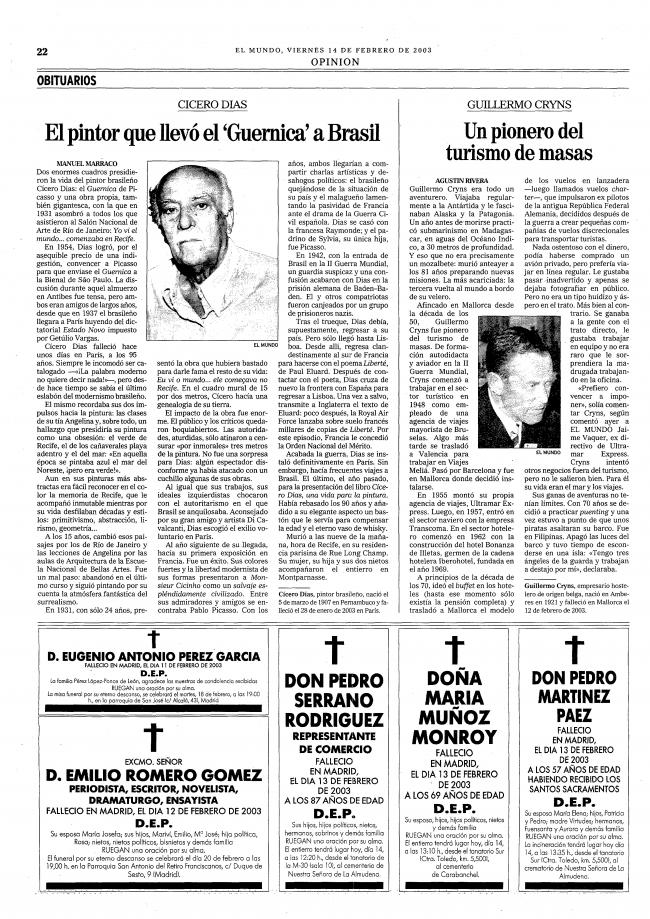 Cícero Dias. El pintor que llevó 'Guernica' a Brasil