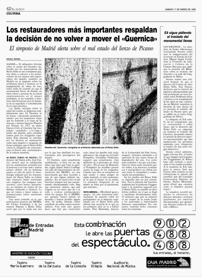 The most prestigious restorers back the decision not to move Guernica again