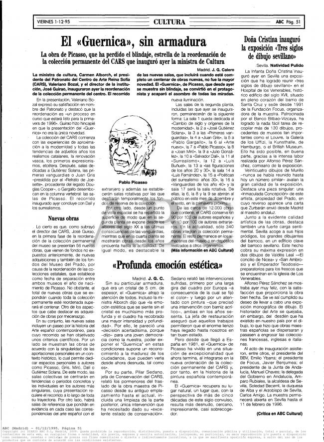 El «Guernica», sin armadura