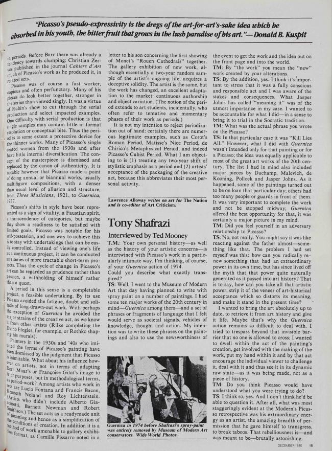 Interview Tony Shafrazi by Ted Mooney