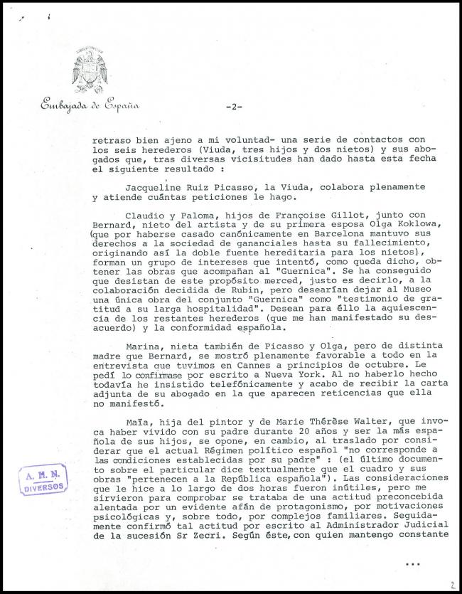 Despacho secreto de Rafael Fernández Quintanilla a Javier Tusell, París, 22 de noviembre de 1980