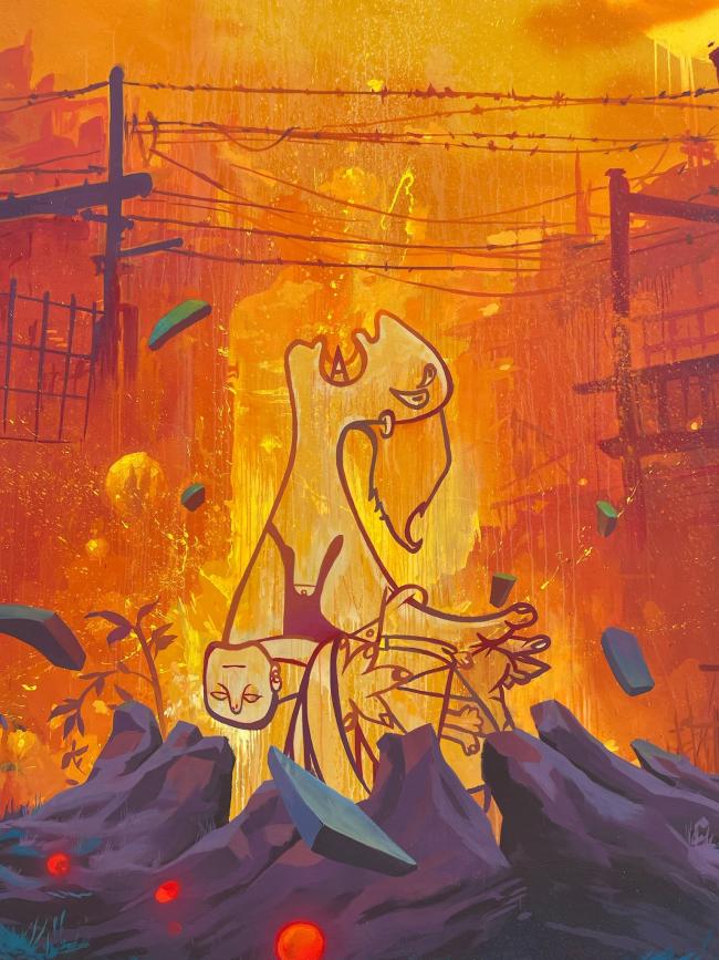 Graffiti con motivos de Guernica en Los Alcázares