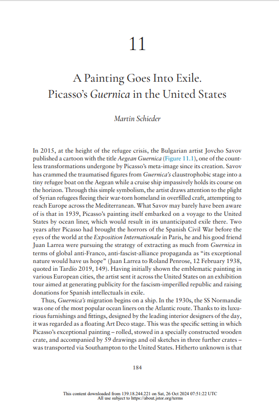 Martin Schieder, A Painting Goes into Exile. Picasso’s Guernica in the United States, 2024. © Creative Commons Attribution-NonCommercial 4.0 International (CC BY-NC 4.0), 2024