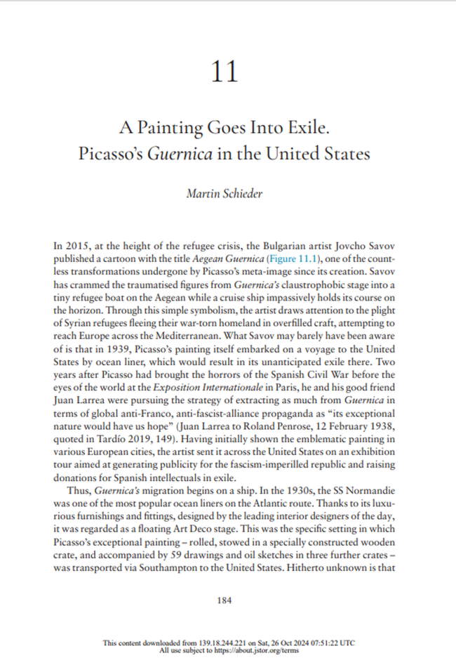 Martin Schieder, A Painting Goes into Exile. Picasso’s Guernica in the United States, 2024