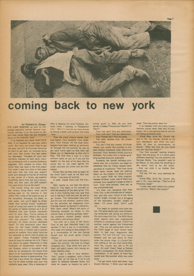 <em>The New York Element</em>, Nueva York, vol. 1, n.º 5, noviembre-diciembre, 1969, p. 7