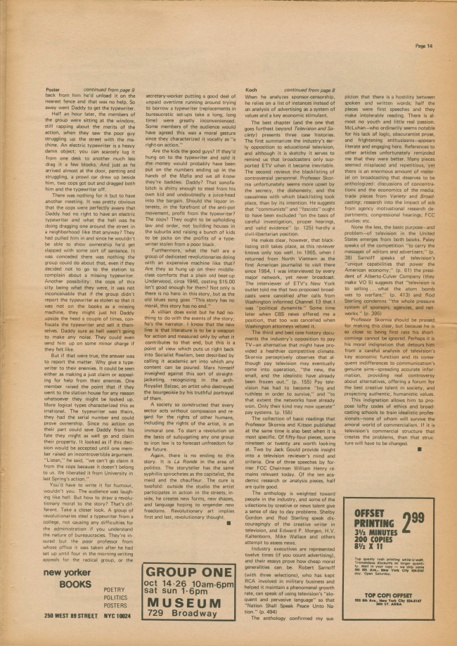 <em>The New York Element</em>, Nueva York, vol. 1, n.º 5, noviembre-diciembre, 1969, p. 14