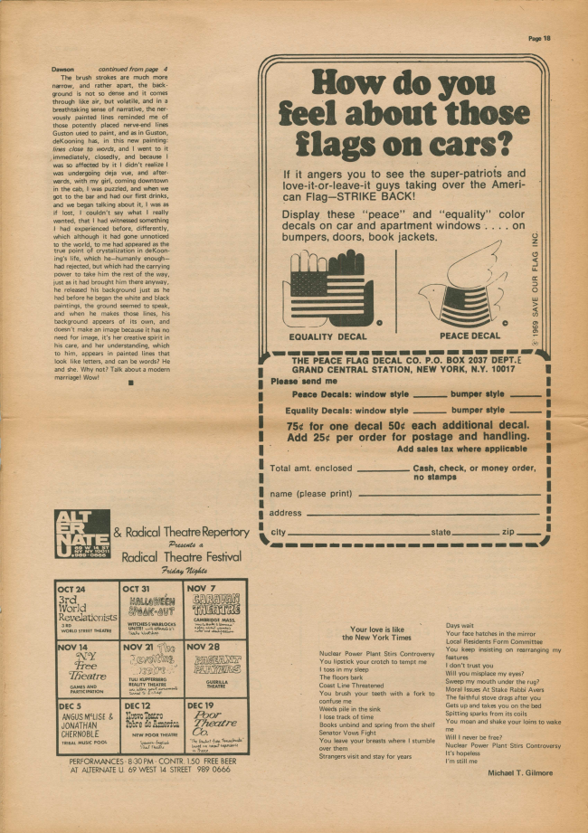 <em>The New York Element</em>, Nueva York, vol. 1, n.º 5, noviembre-diciembre, 1969, p. 18