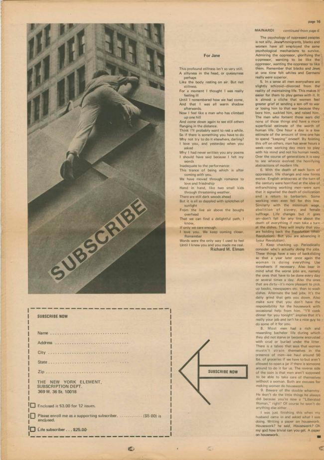 <em>The New York Element</em>, Nueva York, vol. 2, n.º 1, abril-mayo, 1970, p. 16