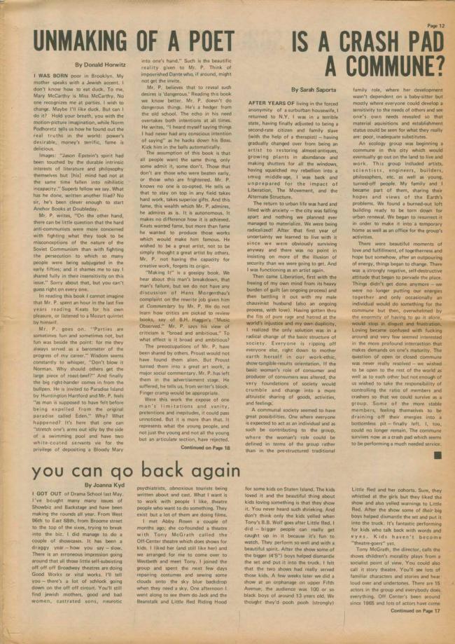 <em>The New York Element</em>, Nueva York, vol. 2, n.º 2, junio-julio, 1970, p. 12