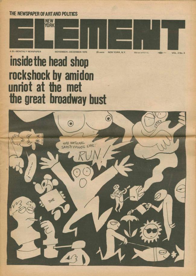 <em>The New York Element</em>, Nueva York, vol. 2, n.º 3, noviembre-diciembre, 1970, p. 1