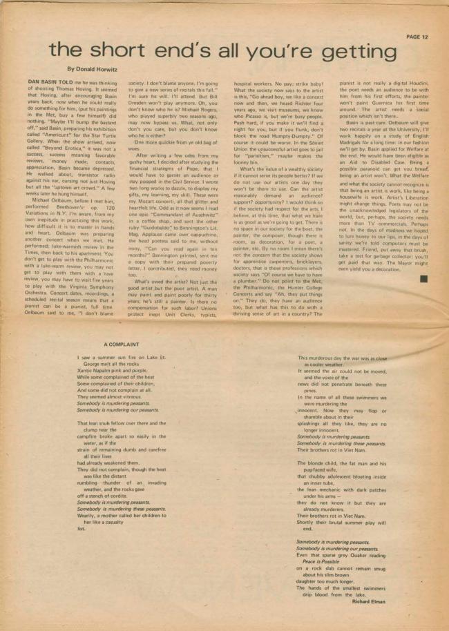 <em>The New York Element</em>, Nueva York, vol. 2, n.º 3, noviembre-diciembre, 1970, p. 12