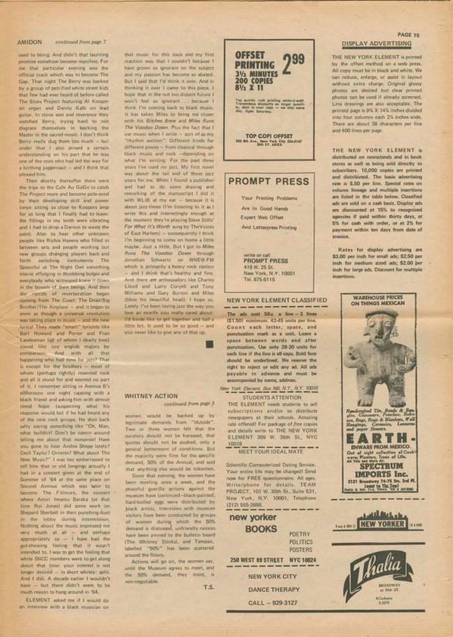 <em>The New York Element</em>, Nueva York, vol. 2, n.º 3, noviembre-diciembre, 1970, p. 15