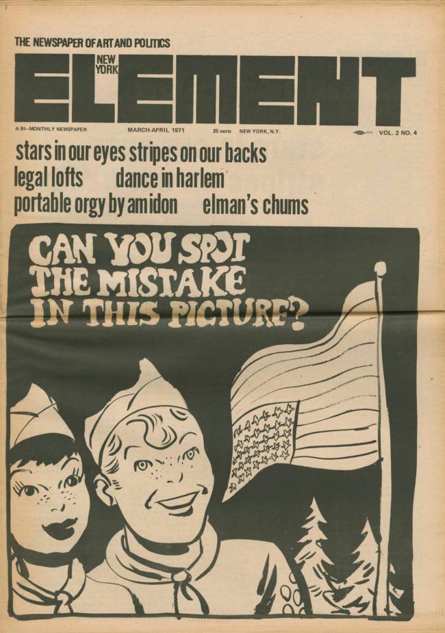 <em>The New York Element</em>, Nueva York, vol. 2, n.º 4, marzo-abril, 1971, p. 1