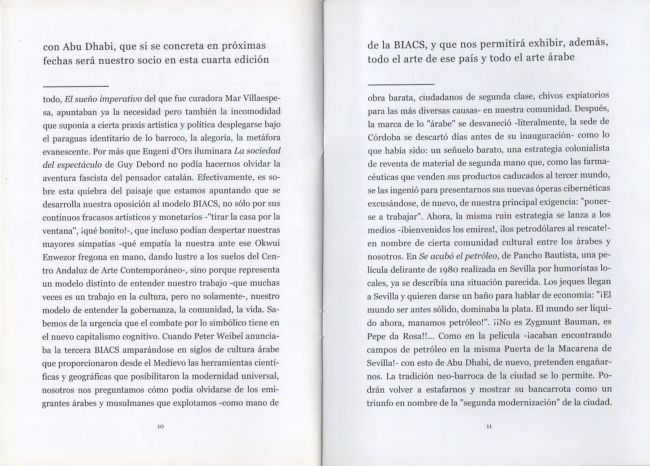 Folleto de la Plataforma de Reflexión sobre Políticas Culturales, <em>Es como EL TRABAJO, que no le puede gustar a todo el mundo</em>, Sevilla, abril, 2010