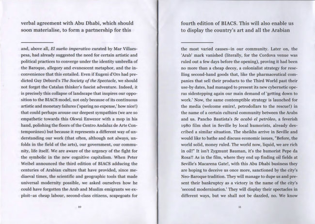 Folleto de la Plataforma de Reflexión sobre Políticas Culturales, <em>It’s like WORK, which is not to everybody’s liking</em> [Es como EL TRABAJO, que no le puede gustar a todo el mundo], Berlín, 2011
