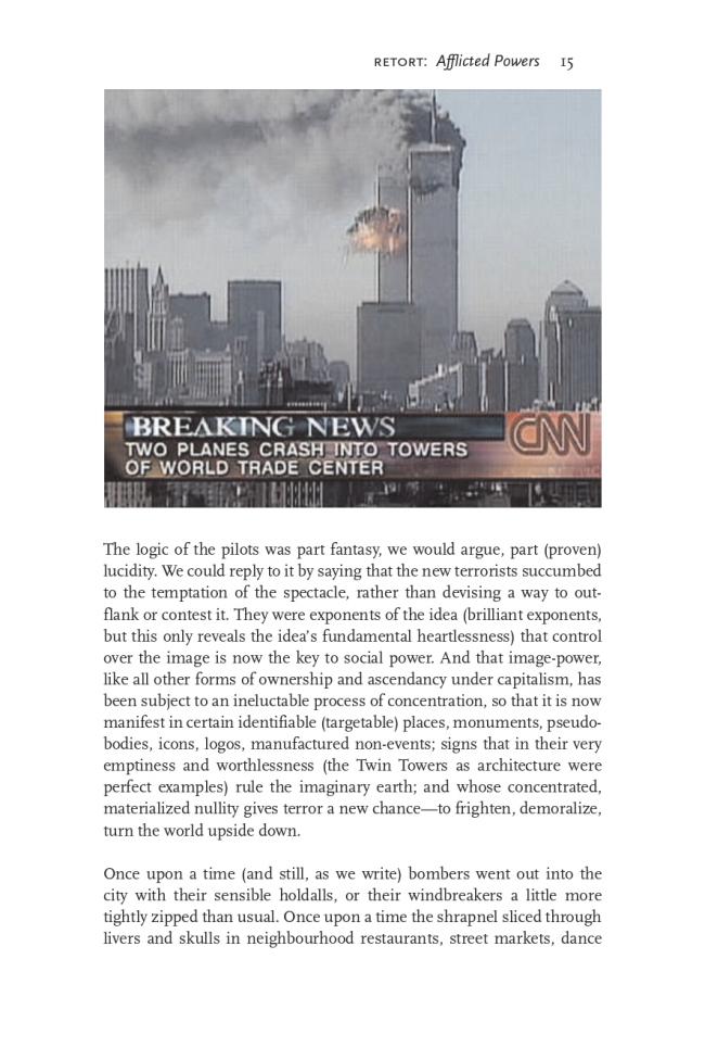 RETORT, “Afflicted Powers: The State, the Spectacle and September 11” [Poderes afligidos. El Estado, el espectáculo y el 11 de septiembre], <em>New Left Review</em>, Londres, vol. 27, mayo-junio, 2004, p. 15