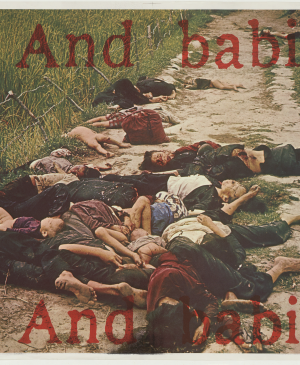 Irving Petlin, Jon Hendricks y Frazer Dougherty, <em>Q. And babies? A. And babies.</em> [P. ¿Y bebés? R. Y bebés., 1970]