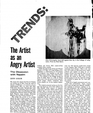 Leon Golub, "The Artist as an Angry Artist: The Obsession with Napalm”, <em>Arts Magazine</em>, New York, vol. 41, no. 6, (April 1967): 48