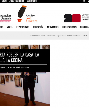 Captura de la página web del Centro Guerrero sobre la exposición de Martha Rosler <em>Martha Rosler: la casa, la calle, la cocina</em>