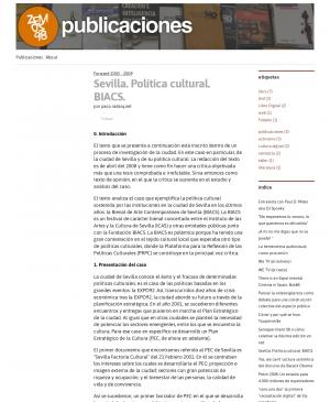 Paco González, <em>Sevilla. Política cultural. BIACS</em>, 2008. Disponible en: publicaciones.zemos98.org