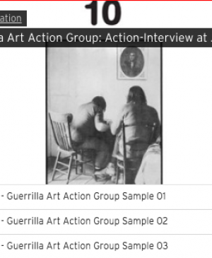 Playlist creada por Primary Information con la “<em>Action-Interview</em>” [acción-entrevista] realizada por el Guerrilla Art Action Group