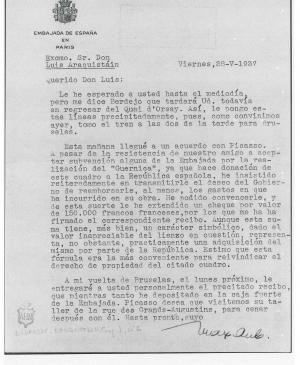 Carta de Max Aub a Luis Araquistáin