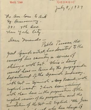 Carta de Paul P. Rogers al North American Committee to Aid Spanish Democracy